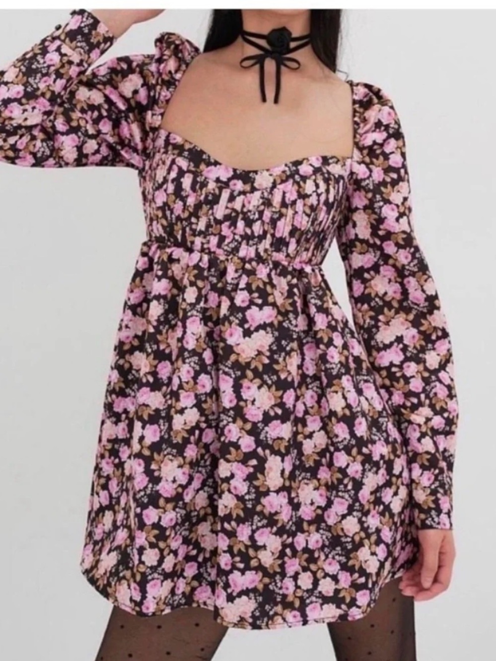 For Love & Lemons Maggie Mini Dress XS Floral Open Back NWT